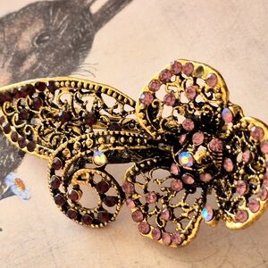 Gold and Purple Filigree Hair Clip